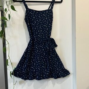 Hollister Navy Dress with White Floral Pattern